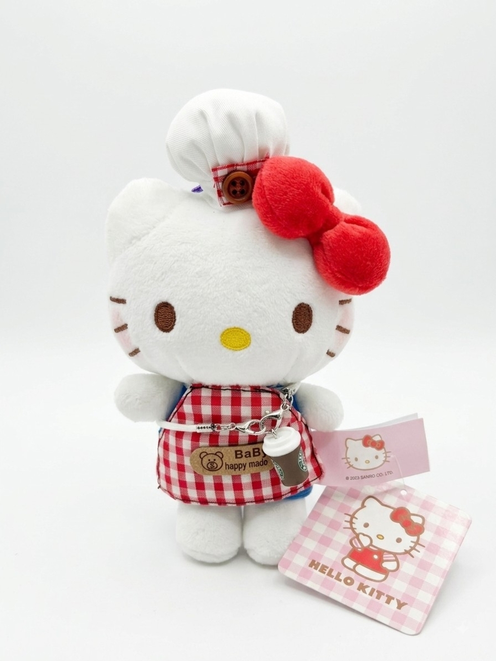Hello Kitty White Plush with Red Bow and Red Gingham Outfit